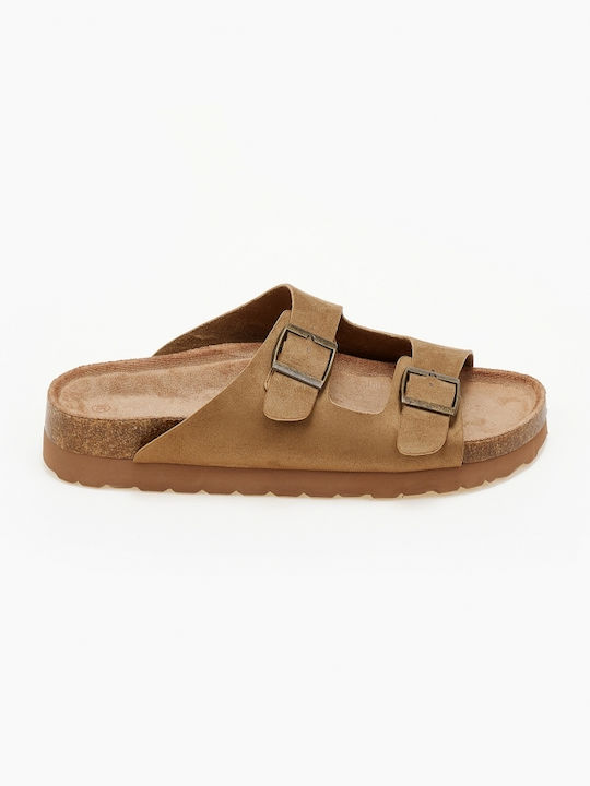 Double Buckle Sandals in Taupe