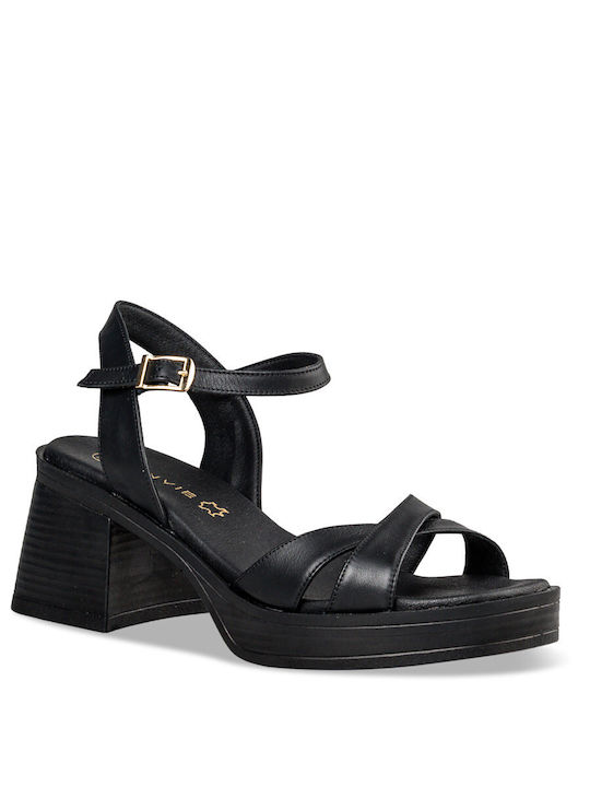 Envie Shoes Leather Women's Sandals Black