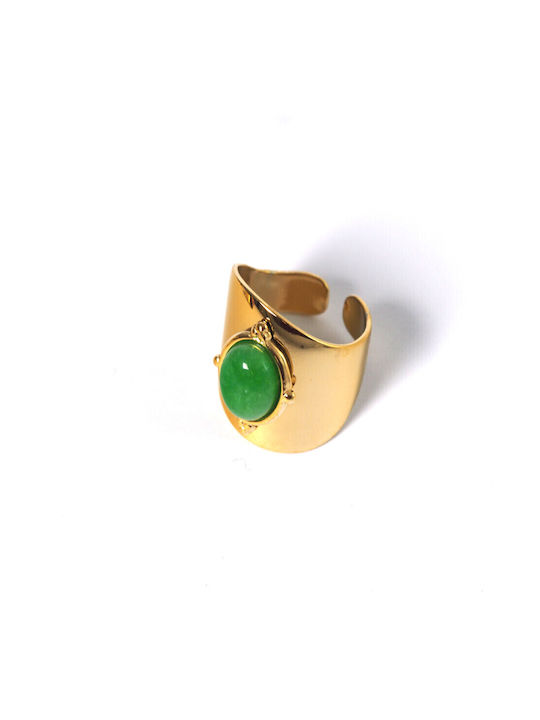 Women's Ring with Stones from Steel Gold Plated