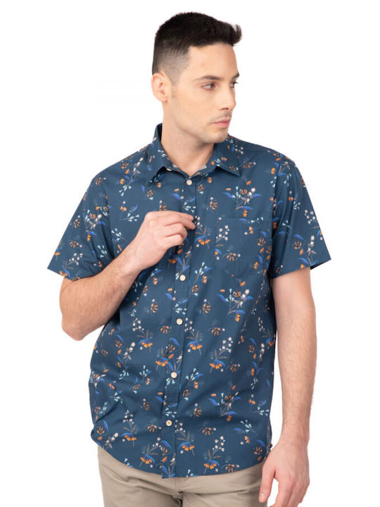 Rebase Men's Shirt Short Sleeve Cotton Floral navy