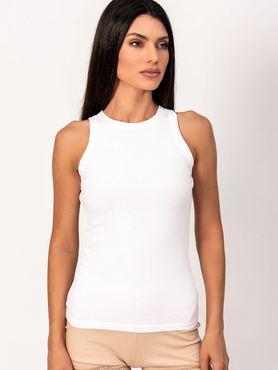 Kota Women's Sleeveless Cotton T-Shirt White