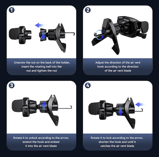 Usams Car Mobile Mount with Anti-Slip Surface Black