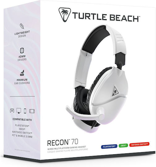 Turtle Beach Recon 70 Over Ear Gaming Headset with 3.5mm Connectivity White for Nintendo Switch PC PS4 PS5 XBOX