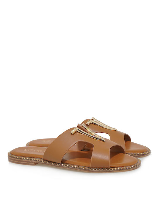 Seven Women's Flat Sandals in Tabac Brown Color