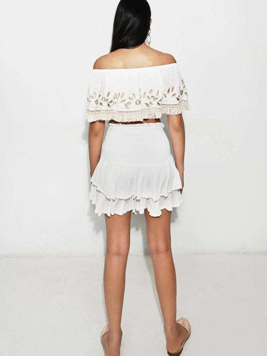 Piti Cuiti Mini Dress with Ruffle White