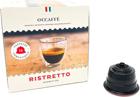 O'Ccaffè Kapseln Espresso Ristretto Kompatibel mit Maschine Dolce Gusto 16Mützen
