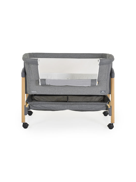 Cangaroo Cradle with Mattress, Side Opening, and Wheels Gray