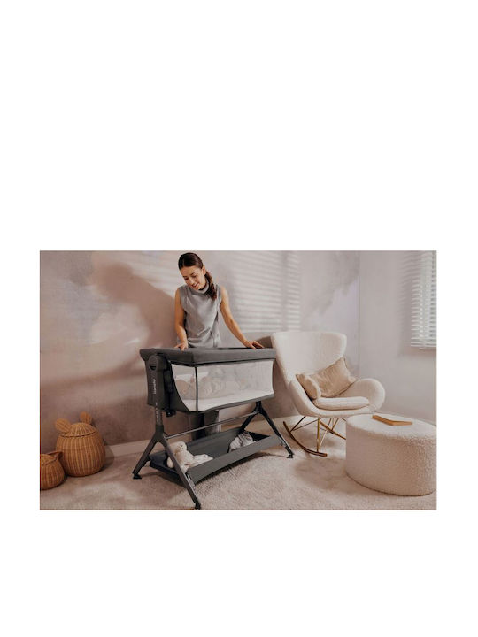 Lionelo Λίκνο Leonie Plus με Στρώμα, Πλαϊνό Άνοιγμα και Ρόδες Beige Sand
