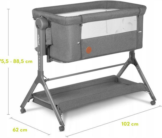 Lionelo Λίκνο Leonie Plus με Στρώμα, Πλαϊνό Άνοιγμα και Ρόδες Beige Sand