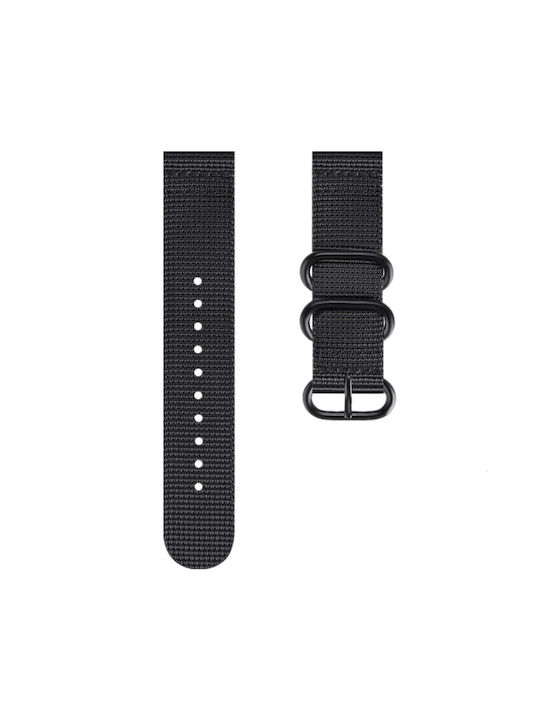 Samsung Galaxy Watch Active 2 20mm Gear S3 Nylon Drei-Ring Uhrenarmband Schwarz