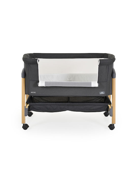 Cangaroo Cradle Adoro with Mattress, Side Opening, and Wheels Black