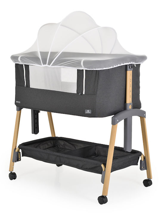 Cangaroo Cradle Adoro with Mattress, Side Opening, and Wheels Black