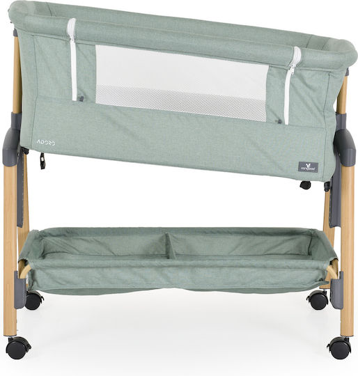 Cangaroo Cradle Adoro with Mattress, Side Opening, and Wheels Green