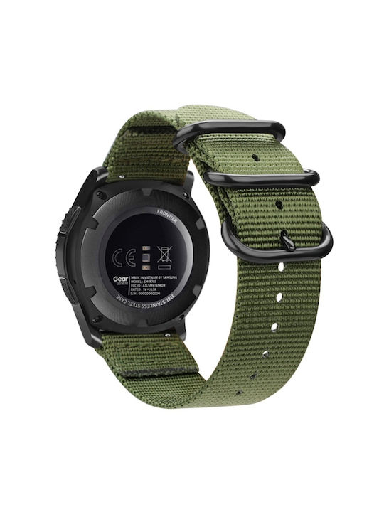 Samsung Galaxy Watch Active 2 18mm Gear S3 Nylon Nylon Τρεις Δακτυλίους Army Green