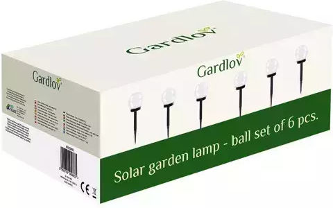 Gardlov Σετ 6 Καρφωτά Ηλιακά Φωτιστικά Μπάλες Ψυχρό Λευκό με Αισθητήρα Κίνησης και Φωτοκύτταρο IP44 35x9εκ.
