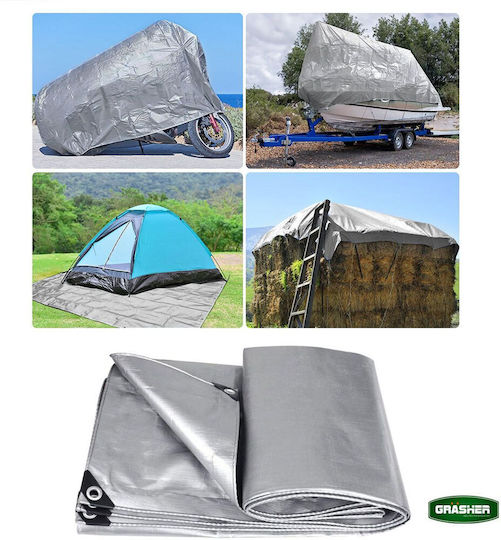 Grasher Waterproof Tarpaulin 250gr/m² 12x8m. Heavy Duty Gray