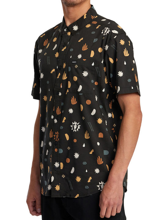 RVCA Men's Shirt Short Sleeve Pirate Black