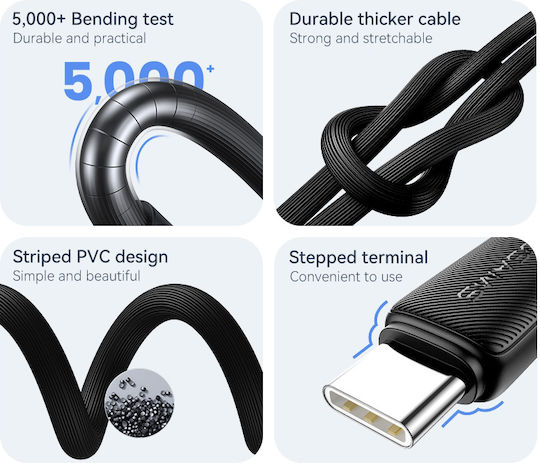 Usams US-SJ688 USB 2.0 Kabel USB Typ-C männlich - USB-A 15W Schwarzes 1m SJ688USB01