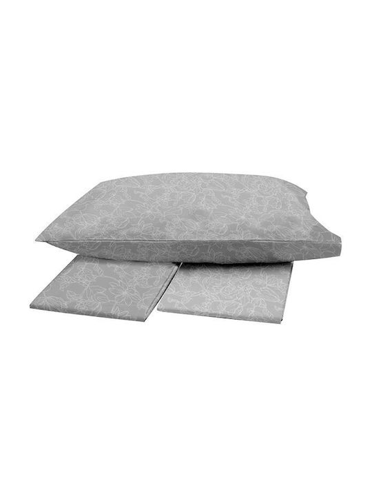 Sunshine Sheet Sets Double 200x250cm. Menta Printed Grey 4pcs