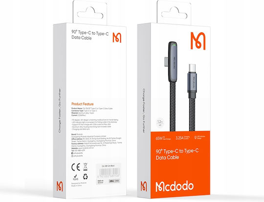 Mcdodo USB 2.0 Kabel USB-C männlich - USB-C 65W PD Schwarzes 1m CA-3360
