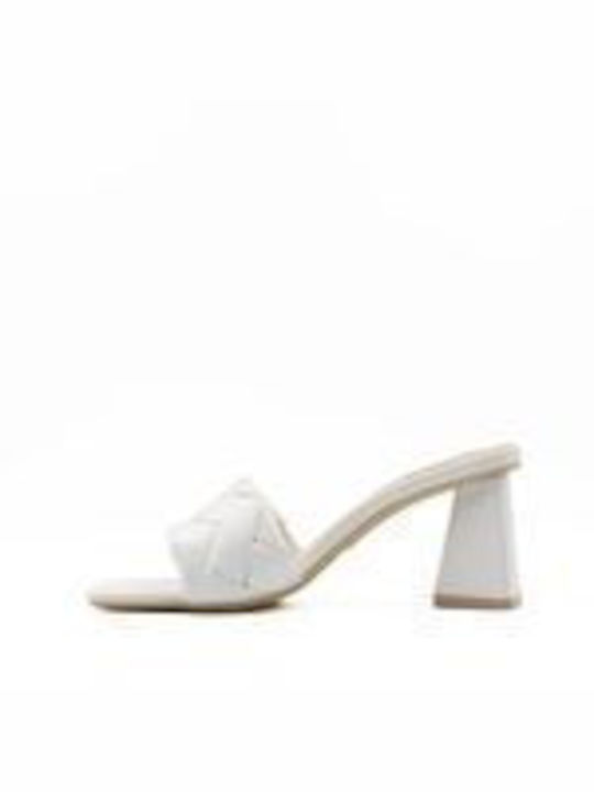 Alta Moda Chunky Heel Mules White