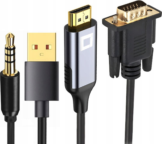 Kabel HDMI-Stecker - VGA-Stecker 1m Gray