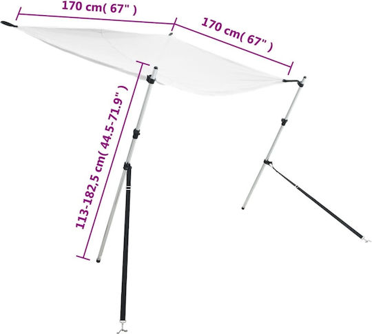 vidaXL Aluminium Boat Canopy L170xW170xH113cm White