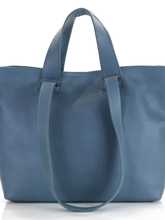 Passaggio Leather Leather Women's Bag Shopper Shoulder Blue