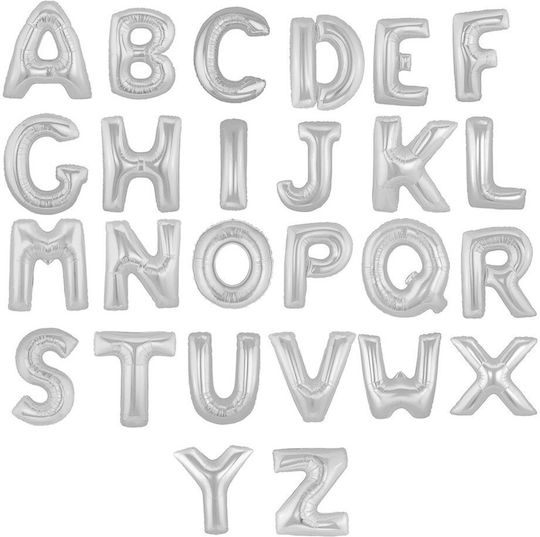 Luftballons Folie Verschiedene Buchstaben Silber 82cm Typ T