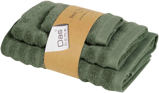 Das Home 3-tlg. Set Badetücher 0726 Haki (khaki) Gewicht 550gr/m²