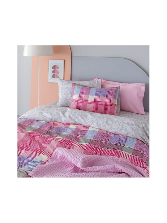 Palamaiki Set Cearșafuri Single cu Elastic 110x200+30cm. Fashion Life Roz 3buc
