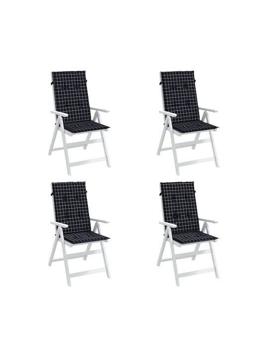 vidaXL Garden Chair Cushion Black Diamonds 4pcs 50x120cm.