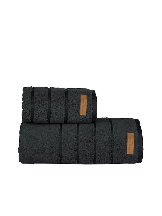 Makis Tselios Home Σετ Πετσέτες Μπάνιου 2τμχ Private Titanium Βάρους 600gr/m²