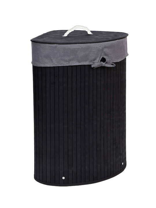 Laundry Basket Bamboo with Cap Black