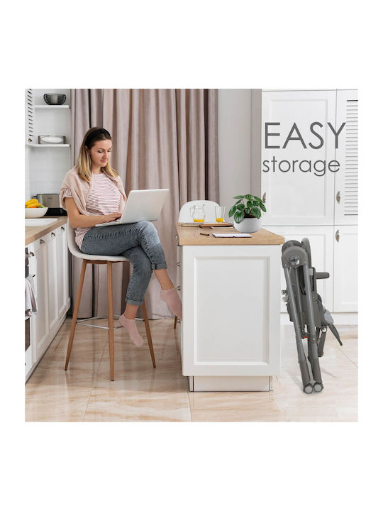 Bebe Stars Nuovo Foldable Highchair 2 in 1 with Adjustable Height Gray