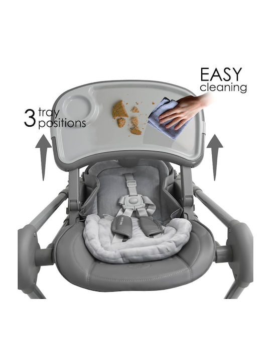 Bebe Stars Nuovo Foldable Highchair 2 in 1 with Adjustable Height Gray