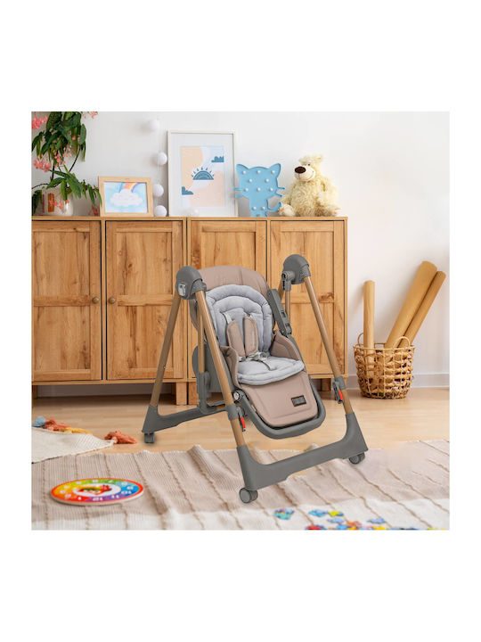 Bebe Stars Nuovo Foldable Highchair 2 in 1 with Adjustable Height Mocha