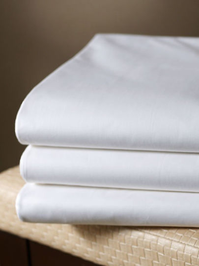 Sunshine Percale Σεντόνι Ξενοδοχείου Λευκό Μονό 160x270εκ. Βαμβακερό