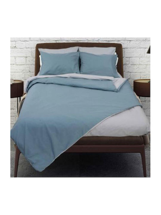 Next Rainbow Σετ Σεντόνια Υπέρδιπλα 220x250εκ. Blue-Ice grey (4τμχ)