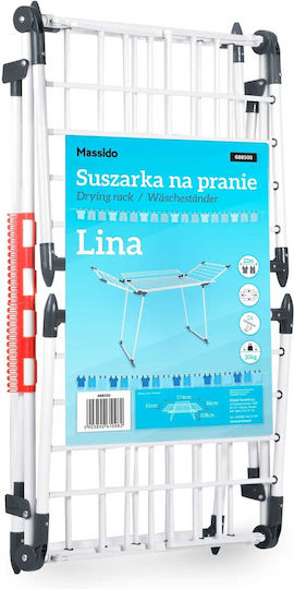 Massido Lina Πτυσσόμενη Απλώστρα Δαπέδου Μεταλλική με Μήκος Απλώματος 22m