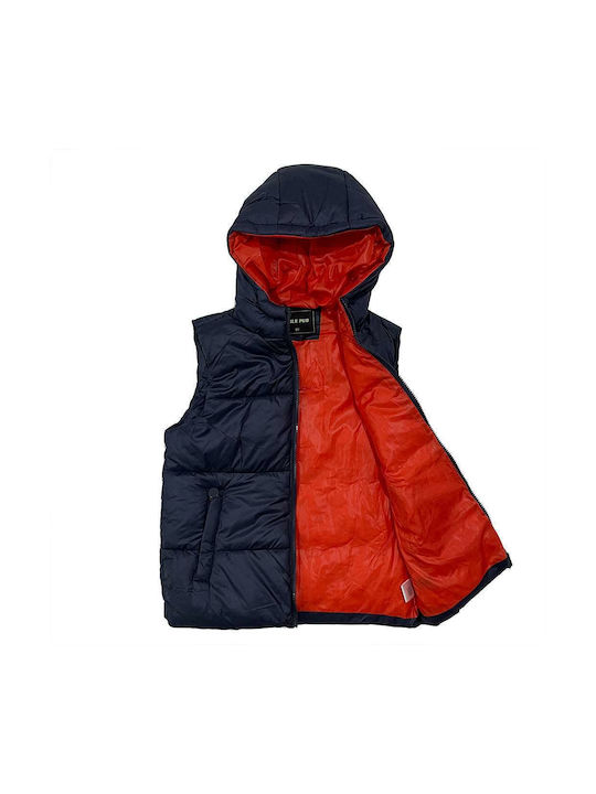 Ustyle Kids Coat Sleeveless with Hood Blue/orange