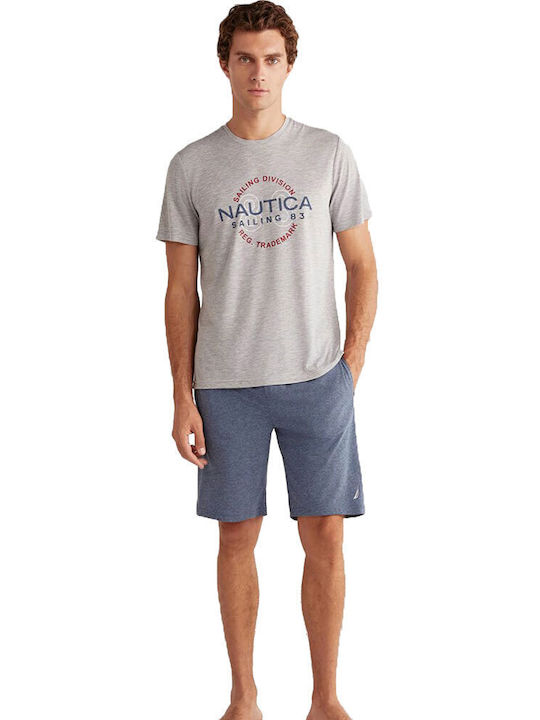 Nautica Men's Summer Cotton Pajamas Set Gray