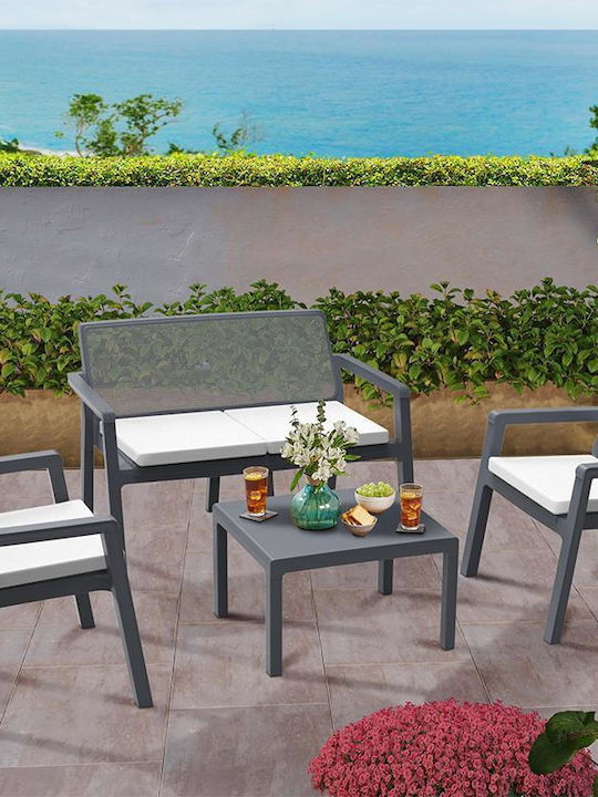 Set Salonului Exterior Anthracite / White cu perne Prestige 4buc