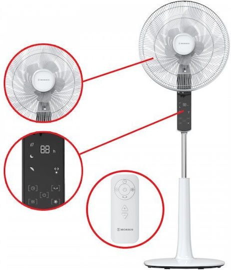 Morris Pedestal Fan 28W 41cm Diameter with Remote Control White