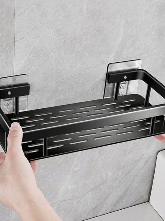Home Use Wall Mounted Bathroom Shelf Metallic 30x5x13cm Black