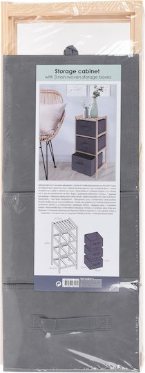 Bathroom furniture with 3 fabric shelves Floor Bathroom Shelf Wooden with 3 Shelves 27.5x25.4x65cm Gray