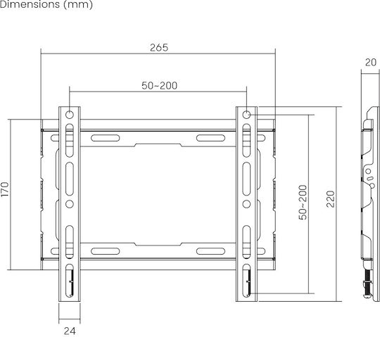 Sbox PLB-2222F-2 Wandhalterung für Fernseher bis 43" und 45kg