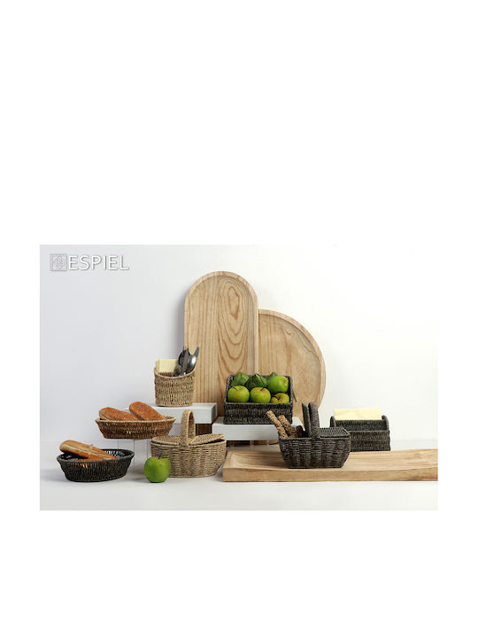 24home.gr Wicker Bread Box Gray 28x20x7cm