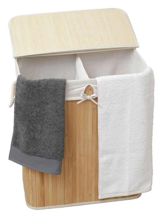 Eurocasa 8308 Καλάθι Απλύτων Bamboo Πτυσσόμενο με Καπάκι 52x32x60cm Καφέ
