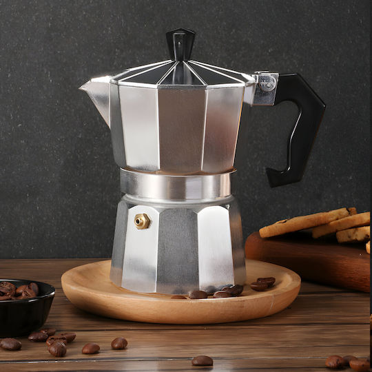 Silver Stovetop Espresso Pot for 6Cups Silver